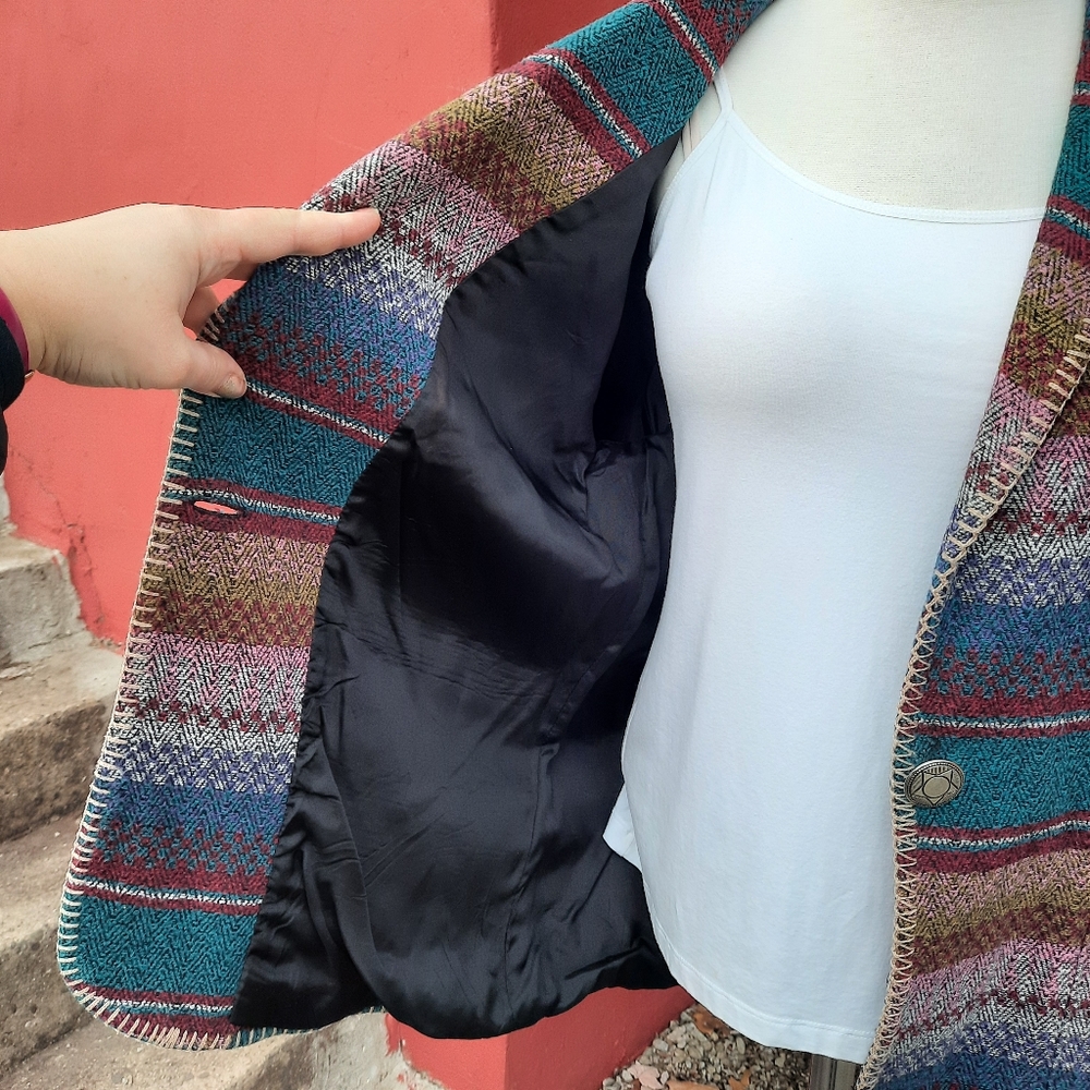 Vintage 90's Aztec Print Button Blazer Jacket - Picture 4 of 12